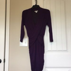 Ruched Bar III. Dark purple dress. 3/4 length. M